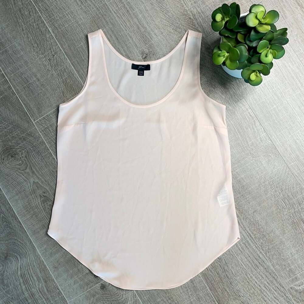 J CREW Women's Blush Pink Semi Sheer Scoop Neck Tank Top